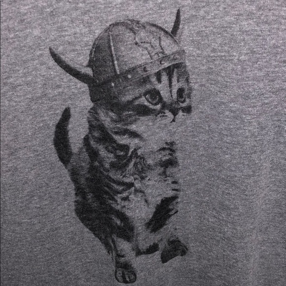 Next Level Apparel Tops - Grey kitten w/ Viking helmet t-shirt